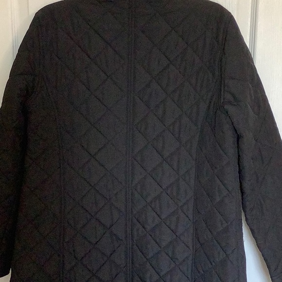 ❤️LAUREN RL, black quilted coat brown suede trim - Picture 4 of 7